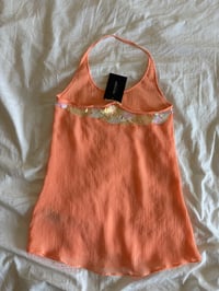 Image 2 of Vintage Y2K Guess orange sequin floaty halterneck cami 