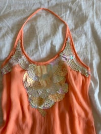 Image 3 of Vintage Y2K Guess orange sequin floaty halterneck cami 
