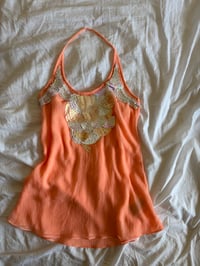 Image 6 of Vintage Y2K Guess orange sequin floaty halterneck cami 