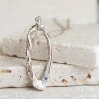 Image 1 of Montana Sapphire Sterling Silver Oval Pendant