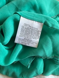 Image 4 of Vintage Y2K 2004 Karen Millen aqua blue silk embellished asymmetrical hem top 