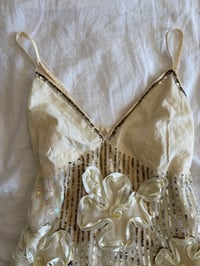 Image 4 of Vintage Y2K cream floral appliqué and multi sequin cami