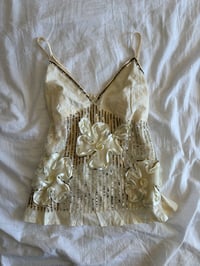 Image 8 of Vintage Y2K cream floral appliqué and multi sequin cami