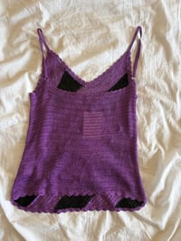 Image 2 of Vintage Y2K purple and black iridescent sequin crochet cami 