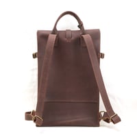 Image 3 of Roll Top Backpack in vintage reddish brown
