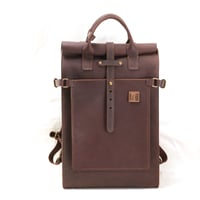 Image 1 of Roll Top Backpack in vintage reddish brown