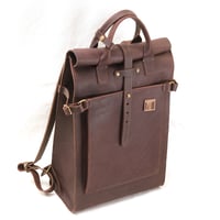 Image 2 of Roll Top Backpack in vintage reddish brown