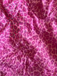 Image 3 of Vintage Y2K pink leopard micromesh cami with ruffle straps and trimming 