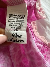 Image 4 of Vintage Y2K pink leopard micromesh cami with ruffle straps and trimming 