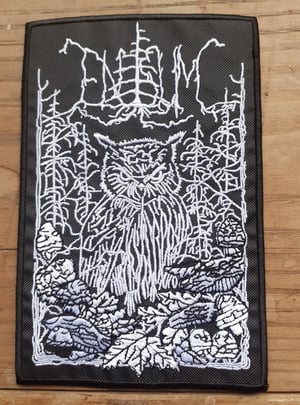 Image of Enisum Arpitanian Lands deer skull patch. Enisum Autumn Embrace owl patch. Limited Edition