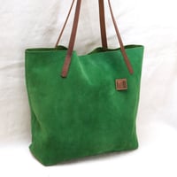 Image 2 of Slouchy Suede Tote in happy green