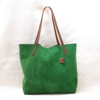 Image 1 of Slouchy Suede Tote in happy green