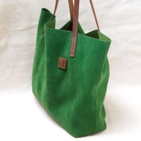 Image 5 of Slouchy Suede Tote in happy green