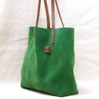 Image 4 of Slouchy Suede Tote in happy green