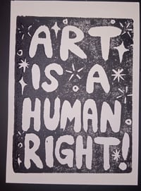 Image 2 of ART IS A HUMAN RIGHT! Linocut Postcard