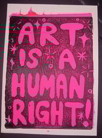 Image 1 of ART IS A HUMAN RIGHT! Linocut Postcard