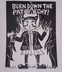 BURN DOWN THE PATRIARCHY! II Original A4 Linocut Print 