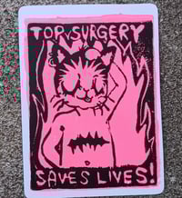 Top Surgery Saves Lives! Cat Linocut Postcard