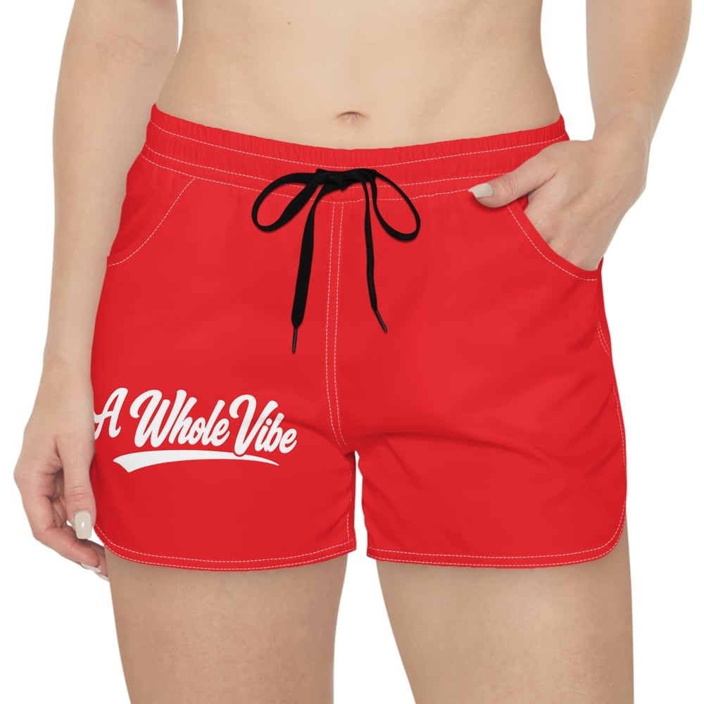 Image of A Whole Vibe Women's Casual Shorts – Red Graphic Lounge & Beach Shorts