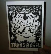 Trans Angel Linocut Postcard