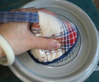 Image 4 of Pair of Vintage Fabric Cone-shaped Pot Holders Kitchen Accessories Cast Iron Caps