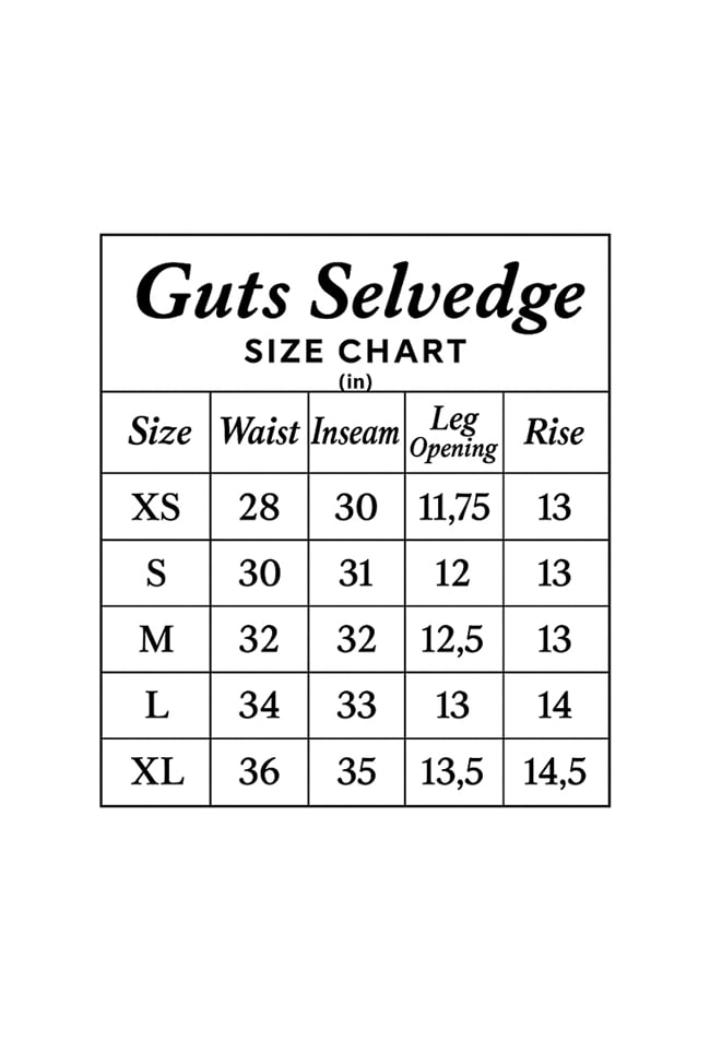 Guts Jet Black Selvedge Denim (PRE-MADE)