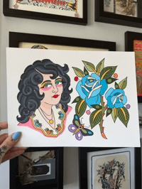 ORIGINAL PAINTING - GAL AND FLOWER