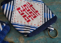 Image 2 of Hand-printed Double Happiness Fabric Mini Wallet Card and Coin Purse
