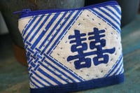 Image 5 of Hand-printed Double Happiness Fabric Mini Wallet Card and Coin Purse
