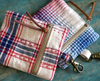 Image 2 of Small Coin Purse with Key Ring – Vintage Fabric Zipper Pouch