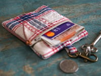 Image 3 of Small Coin Purse with Key Ring – Vintage Fabric Zipper Pouch
