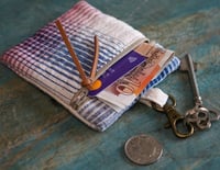 Image 4 of Small Coin Purse with Key Ring – Vintage Fabric Zipper Pouch
