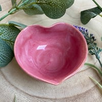 Image 1 of Pink Heart Shaped Ceramic Trinket Dish.
