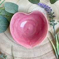 Image 4 of Pink Heart Shaped Ceramic Trinket Dish.