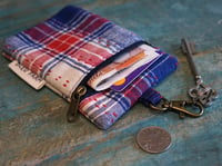 Image 4 of Handmade Fabric Mini Wallet, Card & Keys Essentials Pouch with Snap Hook