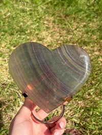Image 1 of Banded Fluorite Heart on Stand #1