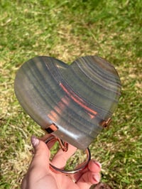 Image 2 of Banded Fluorite Heart on Stand #1
