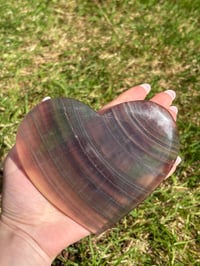 Image 4 of Banded Fluorite Heart on Stand #1
