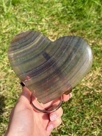 Image 1 of Banded Fluorite Heart on Stand #2