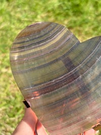 Image 2 of Banded Fluorite Heart on Stand #2