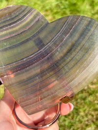 Image 3 of Banded Fluorite Heart on Stand #2