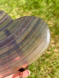 Image 4 of Banded Fluorite Heart on Stand #2