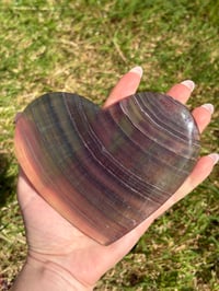 Image 6 of Banded Fluorite Heart on Stand #2