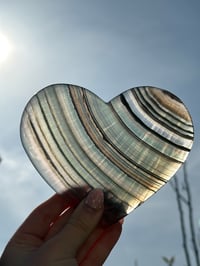 Image 9 of Banded Fluorite Heart on Stand #2