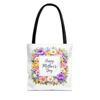 Image 1 of Mother's Day Floral Tote Bag — "Happy Mother's Day" Gift Bag