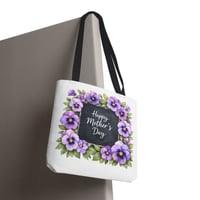 Image 7 of Mother's Day Floral Tote Bag — "Happy Mother's Day" Purple Pansy Gift Tote