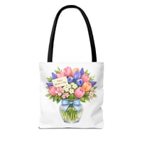 Image 2 of Mother's Day Floral Tote Bag – Bouquet in Vase with "Happy Mother's Day" Card