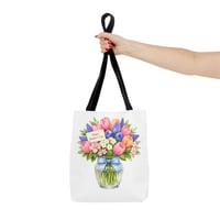 Image 3 of Mother's Day Floral Tote Bag – Bouquet in Vase with "Happy Mother's Day" Card
