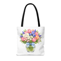 Image 4 of Mother's Day Floral Tote Bag – Bouquet in Vase with "Happy Mother's Day" Card