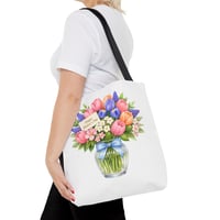 Image 5 of Mother's Day Floral Tote Bag – Bouquet in Vase with "Happy Mother's Day" Card